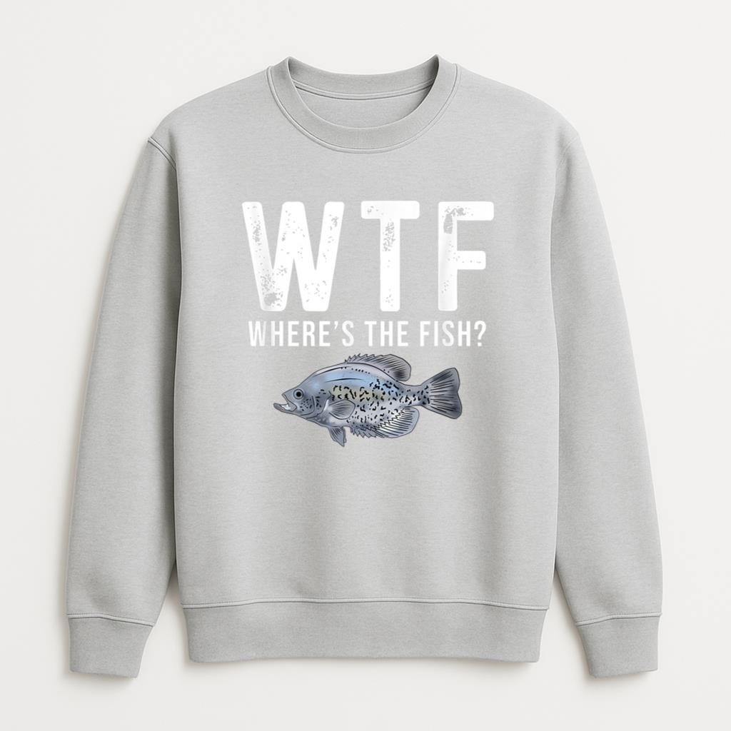 Wheres The Fish Funny Black Crappie Fishing Men Sweatshirt